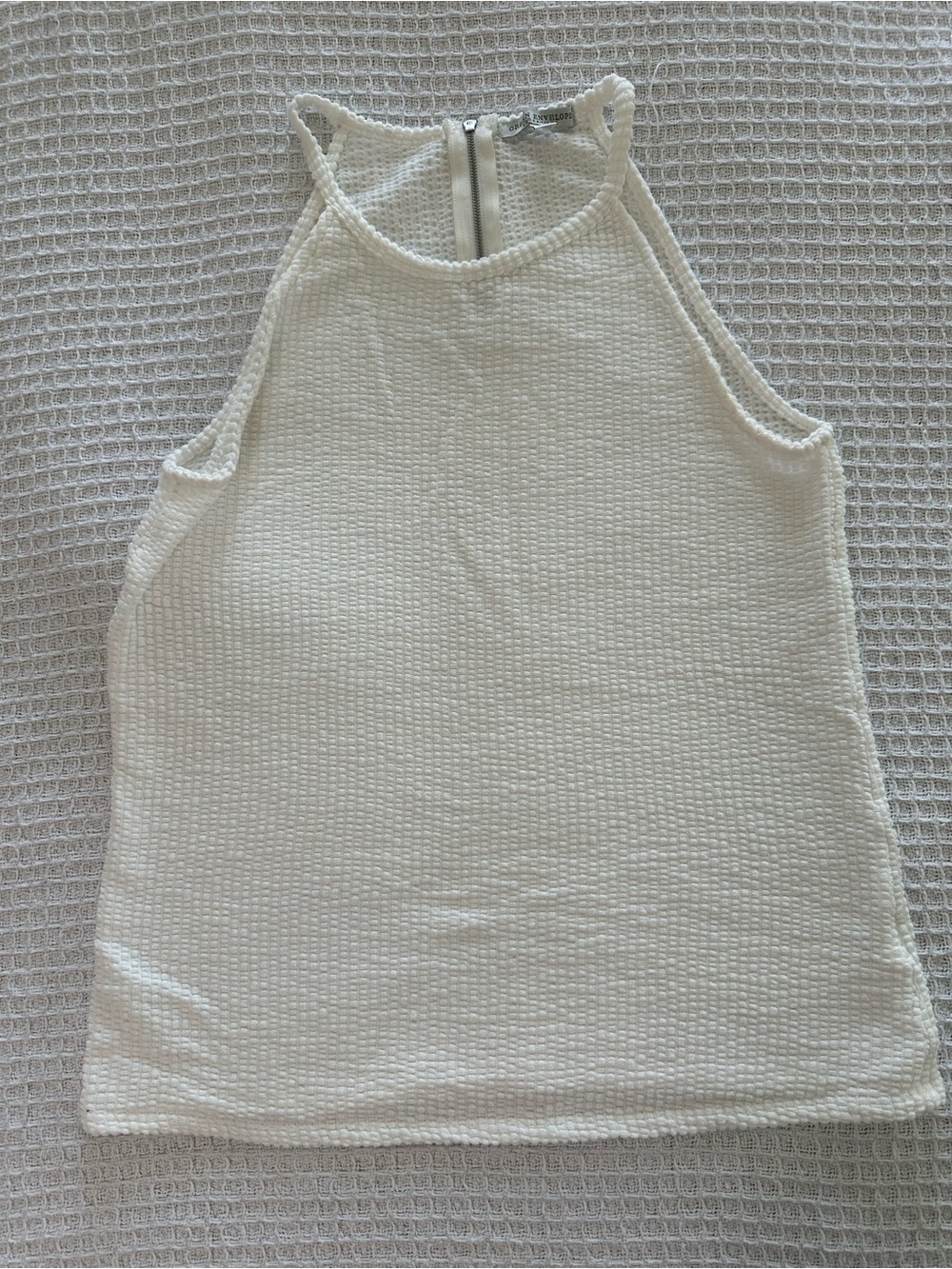 Green Envelope Los Angeles Textured Cream Sleeveless Top High Neck – Size M